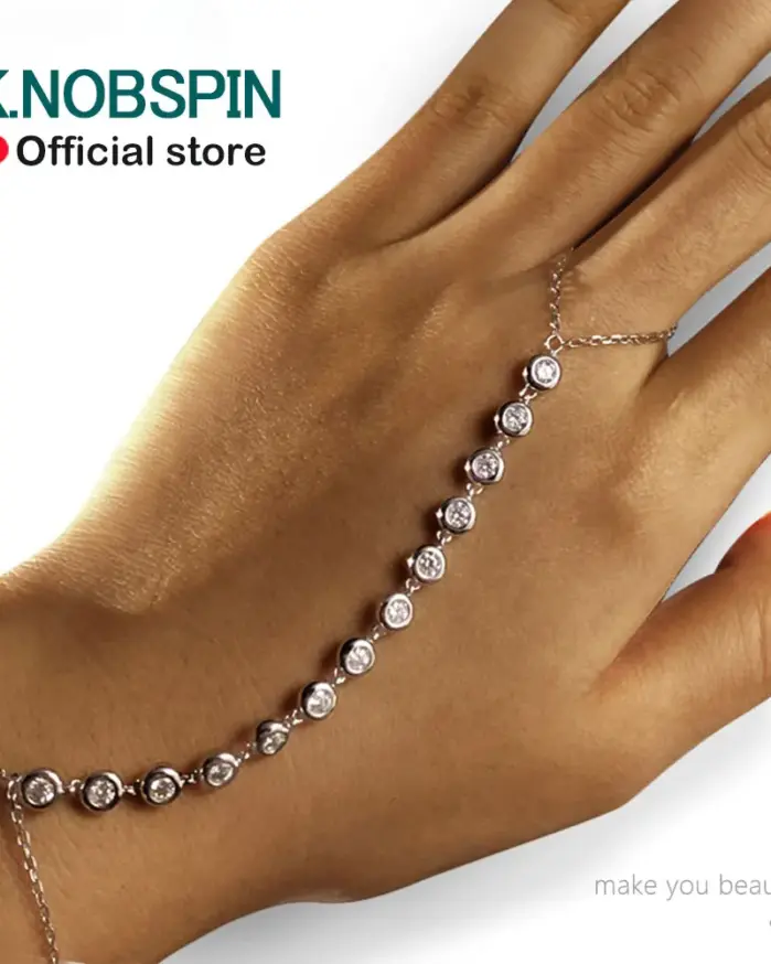KNOBSPIN Pulseras de moissanita de 3 mm para mujeres y niñas, cadena ajustable de 15-20 cm, pulsera de burbujas delicada chapada en plata esterlina 925 de 18 quilates 1
