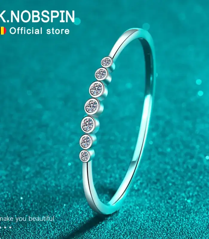KNOBSPIN-brazaletes de moissanita de 2,5 quilates para mujer, pulsera de boda de plata sólida 925 con certificado GRA y diamantes de imitación para muñeca de 16-17cm 1