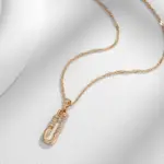 Kienl-collar con colgante en forma de Pin con personalidad para mujer, Color oro rosa 585, colgante de circón Natural, joyería fina para uso diario 4