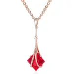 Kinel-collar con colgante largo de circón Natural rojo cuadrado para mujer, Color oro rosa 585, joyería Vintage fina diaria de alta calidad 6