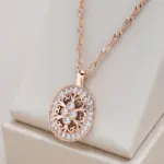 Kinel-collares con colgante de circón Natural Vintage clásico para mujer, colgante ovalado de Color oro rosa 585, joyería fina diaria 1