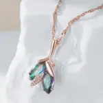 Kienl-collar con colgante de flor de cristal para mujer, Color oro rosa 585, accesorios coloridos de circón Natural, joyería fina diaria 3