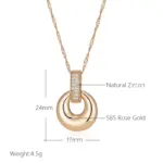 Kinel-collar con colgante redondo de geometría brillante para mujer, circonita Natural completa con Color oro rosa 585, joyería fina diaria 2