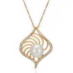 Kinel-collar con colgante de oro rosa para mujer, Perla geométrica única, accesorios de circón Natural, joyería nupcial diaria, 585 6