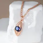 Kienl-Cadena de caracol clásica para mujer, collar con colgante de Color oro rosa 585, accesorios de circón Natural azul, joyería diaria de alta calidad 3