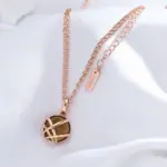 Kinel-collar con colgante de circón Natural para mujer, color marrón claro, lujo, Color oro rosa 585, Metal brillante, joyería étnica fina para uso diario 4
