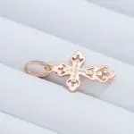 Kinel-collar de lujo con colgante de Cruz para hombres y mujeres, Color oro rosa, Iglesia Ortodoxa, Jesús, brillante, encanto, joyería fina diaria, 585 5