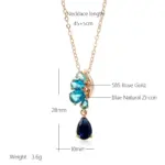Kinel-collar con colgante de Color oro rosa 585 para mujer, accesorios de circón Natural azul, joyería fina étnica Vintage diaria 2