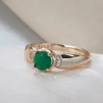 Kinel nuevo Esmeralda corte redondo pendientes de circón Natural conjuntos de anillos para mujer 585 pendientes de Clip de oro rosa conjuntos de joyería de moda para fiesta 6