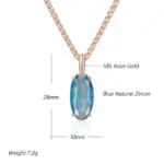 Kinel-collar con colgante ovalado grande para mujer, azul brillante, Color oro rosa 585, con circón Natural, joyería fina diaria de alta calidad 2