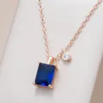 Kinel-collar con colgante de piedra azul cuadrado para mujer, colgante de circón Natural de Color oro rosa 585, joyería fina diaria 1