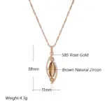 Kinel-collar con colgante de cristal marrón claro para mujer, Color oro rosa 585, con circón Natural, joyería fina diaria de alta calidad 2