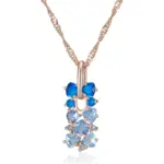Kinel-collar con colgante de circón Natural azul brillante para mujer, tendencia 585, Color oro rosa, joyería fina para boda, regalo de cristal 6