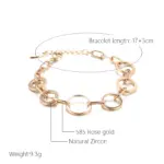 Kinel moda 585 oro rosa circón Natural círculos geométricos pulsera de eslabones mujeres finas modernas regalos de fiesta diarios joyería de boda 2