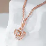 Kinel-collar con colgante étnico para novia, Color oro rosa 585, Cruz geométrica única, flor de circón Natural, joyería fina diaria para mujer 3