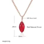 Kinel-collar con colgante de circonita Natural para mujer, rombo brillante, rojo, Color oro rosa 585, joyería fina diaria de alta calidad 2