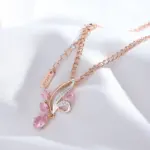 Kinel-collar con colgante de flor de circón Natural rosa brillante para mujer, joyería étnica diaria de mezcla de colores de oro rosa y plata 585 4