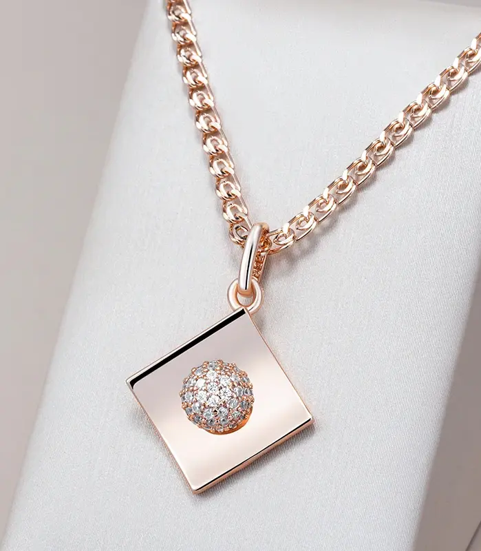 Kinel-collar con colgante de Color oro rosa 585 inusual para mujer, accesorios de circón Natural brillante, joyería diaria de alta calidad 1