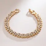 Kinel moda 585 pulsera de eslabones únicos de oro rosa para mujer pulseras finas de circón Natural de lujo para uso diario joyería de boda étnica 1