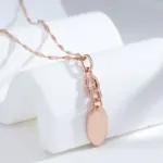 Kinel-collar con colgante brillante para mujer, aretes geométricos simples de oro rosa 585, joyería fina diaria de alta calidad 4