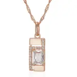 Kinel-collar con colgante cuadrado clásico para mujer, Color oro rosa 585, accesorios de circonita Natural, colgante Simple, joyería diaria 6