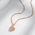 Kinel-collar con colgante de corazón MaMa para mujer, Color oro rosa 585, accesorios de circón Natural, joyería fina diaria de alta calidad 4