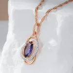 Kinel inusual brillante púrpura colgante de circón Natural collar para mujer de lujo 585 Color oro rosa boda fiesta joyería fina diaria 5