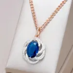 Kinel-collar con colgante de circón Natural azul brillante, mezcla de colores de oro rosa 585, joyería fina diaria de alta calidad para mujer 1