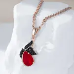 Kinel-collar con colgante de circón Natural rojo brillante para mujer, chapado en oro rosa 585, joyería Retro fina diaria de alta calidad 3