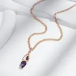 Kinel-collar con colgante largo de circonita Natural para mujer, accesorios de Color oro rosa 585, joyería diaria para boda 4