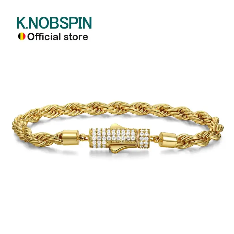 KNOBSPIN D VVS1 pulsera de cuerda de moissanita 4mm cadena de plata sólida 925 pulseras de cuerda con cierre helado de Hip Hop para mujer y hombre 1 KNOBSPIN D VVS1 pulsera de cuerda de moissanita 4mm cadena de plata sólida 925 pulseras de cuerda con cierre helado de Hip Hop para mujer y hombre 1