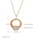 Kinel-collar con colgante grande de circonita Natural brillante para mujer, Color oro rosa 585, accesorios finos diarios, joyería 2