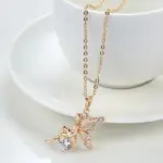 Kinel, collares con colgante de Ángel de tendencia novedosa para mujer, Color oro rosa 585, con colgante de circón Natural brillante, joyería fina diaria 3