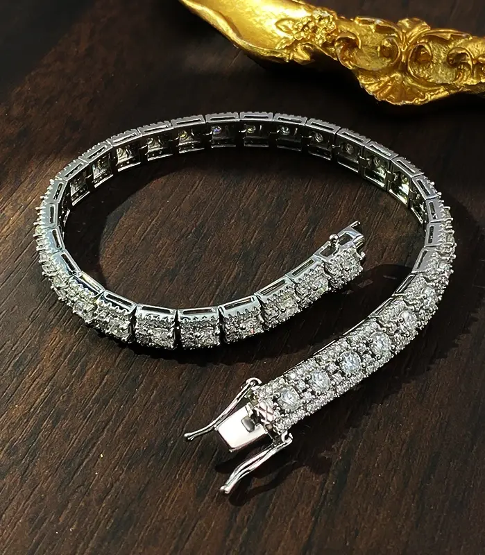 KNOBSPIN D VVS1 pulsera de tenis de moissanita con certificado GRA, diamante de laboratorio, Plata de Ley 925, pulseras cubanas de 6mm de ancho para mujer y hombre 2