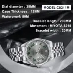 NUEVO Reloj Mecánico Automático para Hombre CADISEN 2027 de 38MM, Reloj de Lujo Resistente al Agua de Acero Inoxidable con Movimiento MIYOTA 8215 2