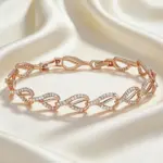 Pulsera Kinel Hot 585 de oro rosa con diseño geométrico de corazón para mujer, circonita natural, moderna, para uso diario, regalos para fiestas, joyería de boda 6