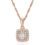 Kinel-collar con colgante cuadrado de circón Natural brillante para mujer, tendencia 585, colgante de cristal de Color oro rosa, regalo de joyería Vintage 6