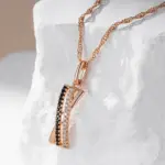 Kinel moda negro con colgante de circón Natural blanco collar de mujer de lujo 585 Color oro rosa colgante Vintage joyería diaria 3