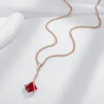 Kinel-collar con colgante largo de circón Natural rojo cuadrado para mujer, Color oro rosa 585, joyería Vintage fina diaria de alta calidad 5