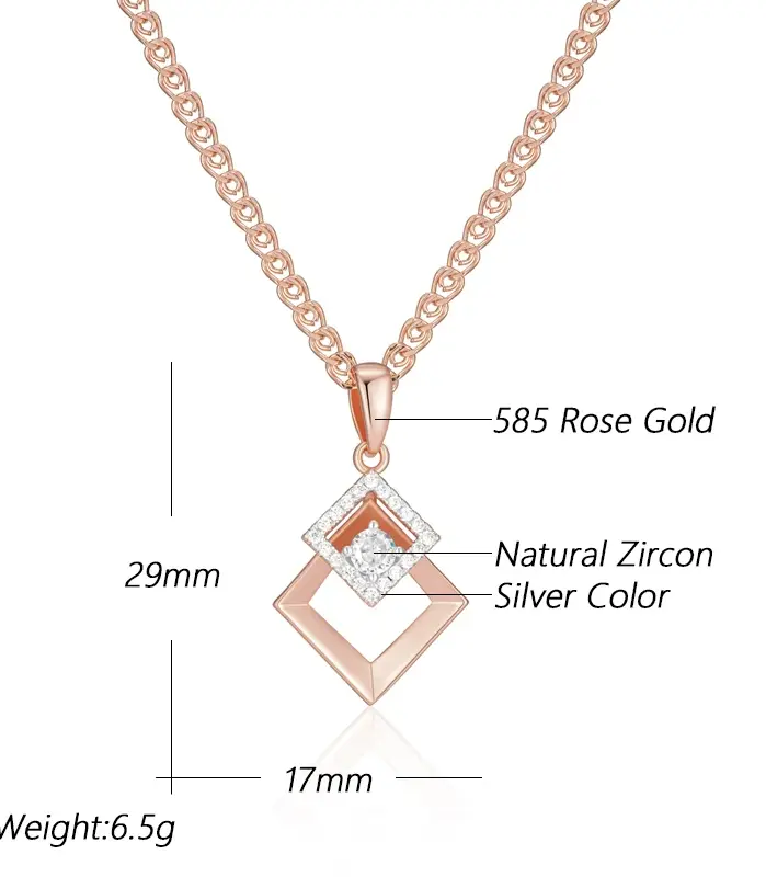 Kinel moda novedosa 585 collar con colgante de mezcla de colores oro rosa y plata para mujer accesorios de circón Natural brillante joyería fina diaria 2