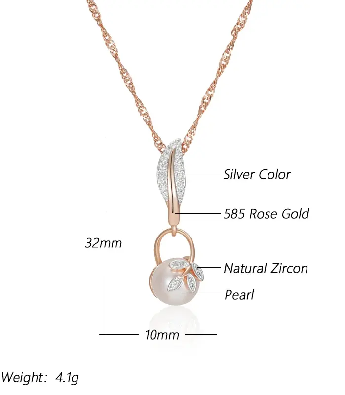 Kinel-collar con colgante de perlas y flores de cristal para mujer, mezcla de colores, oro rosa, plata, regalo de joyería de boda étnica bohemia, 585 2