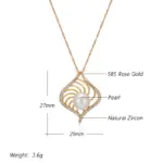 Kinel-collar con colgante de oro rosa para mujer, Perla geométrica única, accesorios de circón Natural, joyería nupcial diaria, 585 2