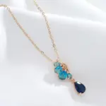 Kinel-collar con colgante de Color oro rosa 585 para mujer, accesorios de circón Natural azul, joyería fina étnica Vintage diaria 4