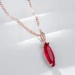 Kinel-collar con colgante de cristal gris ovalado para mujer, Color oro rosa 585, con circón Natural, joyería fina diaria de alta calidad 3