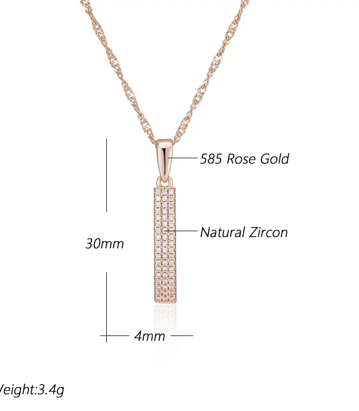 Kinel-collar con colgante de circón Natural para mujer, diseño Simple, moda 585, Color oro rosa, joyería fina romántica para uso diario 2