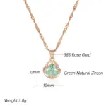 Kinel-collar con colgante nupcial de circón Natural verde romántico, Simple, de lujo, Color oro rosa 585, joyería fina diaria, regalo para mujer 2