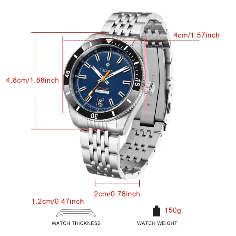 Reloj de pulsera mecánico CADISEN nuevo para hombre, reloj automático para hombre, MIYOTA 8215 japonés, bisel de cerámica, 10bar, relojes impermeables para hombre 5
