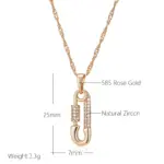 Kienl-collar con colgante en forma de Pin con personalidad para mujer, Color oro rosa 585, colgante de circón Natural, joyería fina para uso diario 2