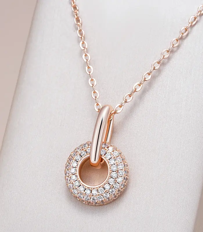 Kinel-collar con colgante de circón Natural, diseño innovador, moda 585, Color oro rosa, regalo romántico, joyería fina diaria para mujer 1