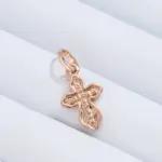 Kinel-collar con colgante pequeño de cruz de iglesia ortodoxa de lujo para mujer, Color oro rosa 585, circonita Natural, abalorio de Jesús, joyería diaria 5